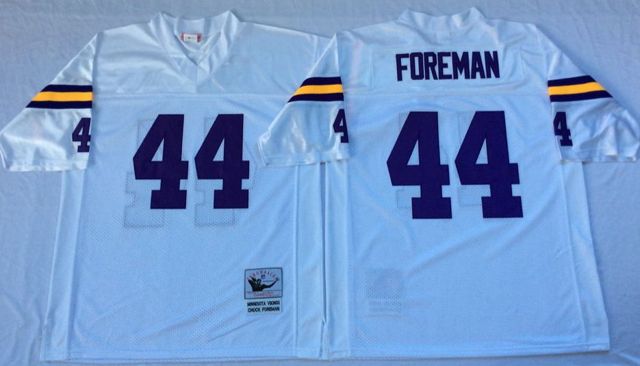 Men NFL Minnesota Vikings #44 Foreman purple white Mitchell Ness jerseys->minnesota vikings->NFL Jersey
